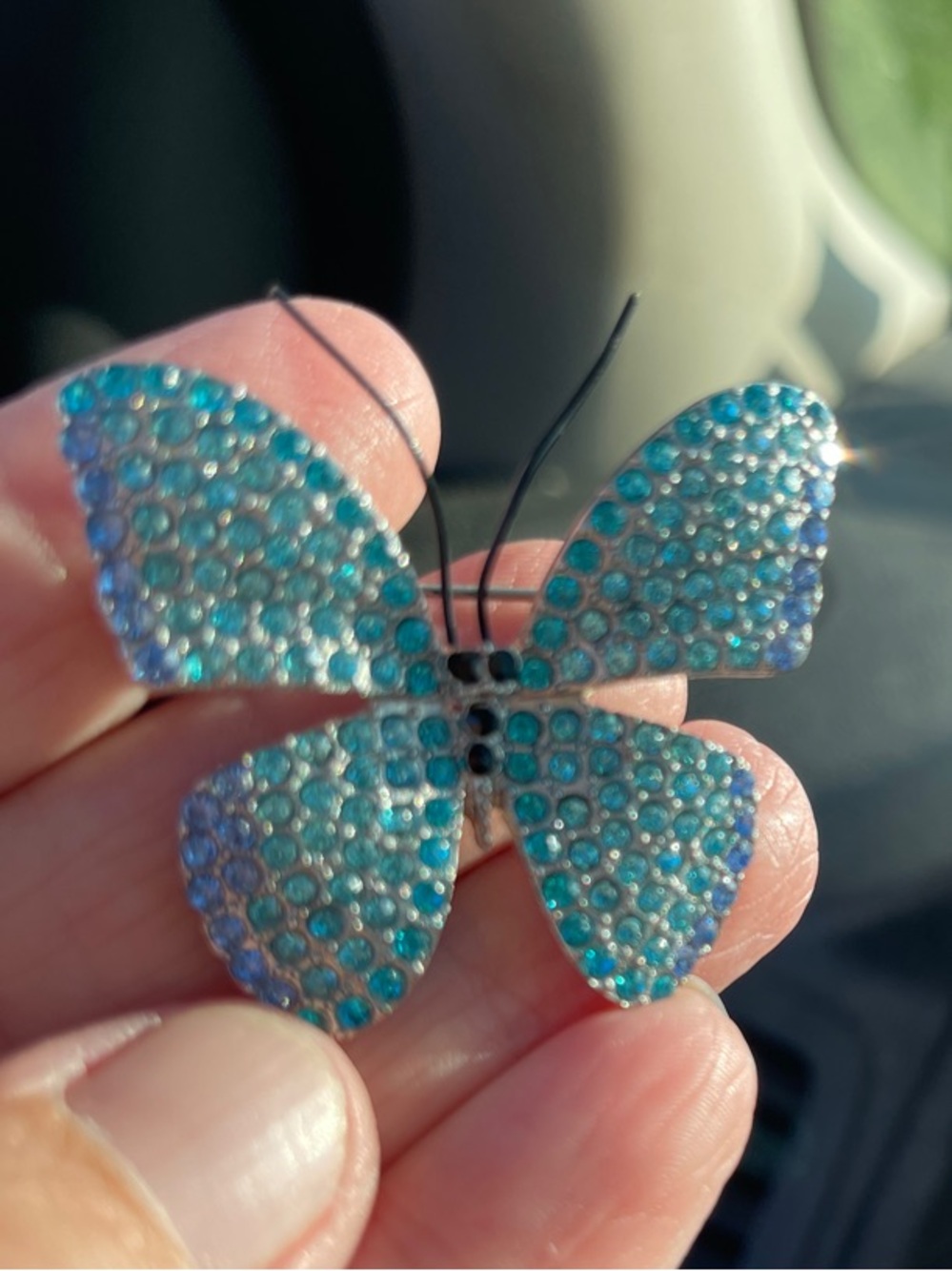 blue crystal butterfly pin pendant